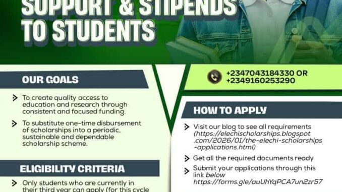 Elechi Scholarship for UNN-Students-2026